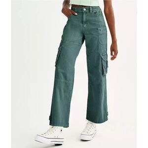 SO Hi Rise Cargo Wide Leg Pants Hiking Grunge Safari Retro 90s Y2K XL Cotton